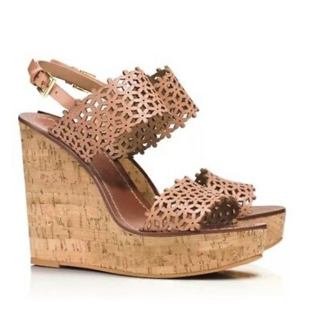 Tory Burch Daisy Cork Wedge leather upper and sole cork wedge